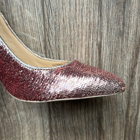 Badgley Mischka Pink Sparkle Block Heels - Picture 6 of 9